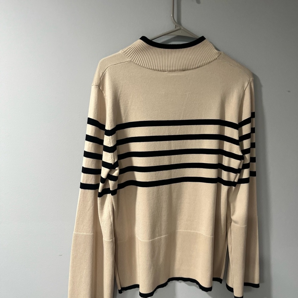 NWOT Rio & Rina Striped Half-Zip Sweater – Bell Sleeves – Size Large - Picture 4 of 4